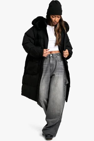 Boohoo Premium Faux Fur Trim Parka - - S