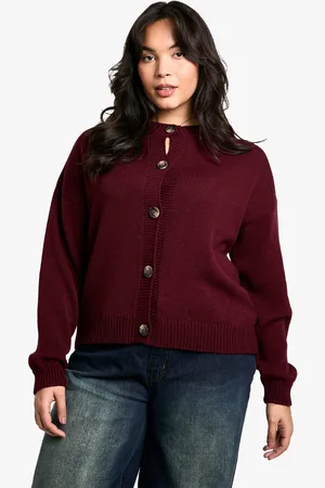 Boohoo Plus Crew Neck Soft Knit Cardigan - - 18