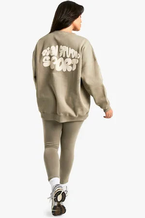 Boohoo Plus Dsgn Studio Sport Puff Print Sweatshirt Legging Tracksuit - - 28