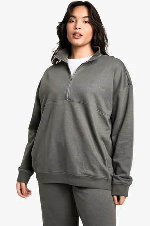 Boohoo Dsgn Studio Embroidered Half Zip Oversized Sweatshirt - - 16