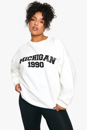Boohoo Plus Michigan Crew Neck Sweatshirt - - 16