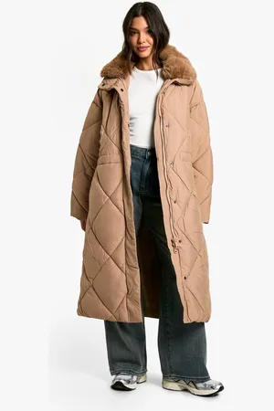 Boohoo Premium Faux Fur Trim Quilted Maxi Parka - - S/M