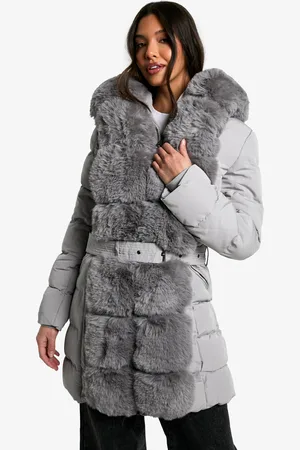 Boohoo Premium Faux Fur Trim Parka - - S