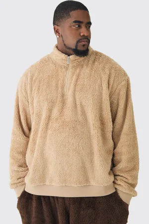 Boohoo Plus Borg Oversized Boxy Borg 1/4 Zip Sweatshirt - - XXXL