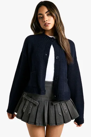 Boohoo Button Through Soft Knit Cardigan - - S