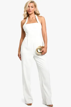 Boohoo Pearl Strap Halterneck Jumpsuit - - 10