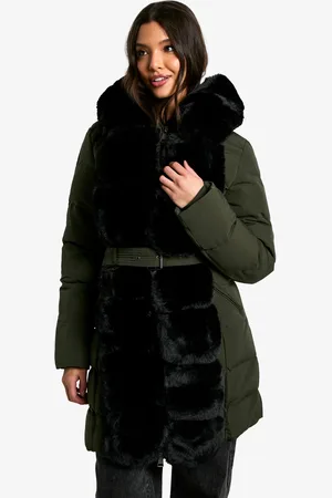 Boohoo Premium Faux Fur Trim Parka - - S