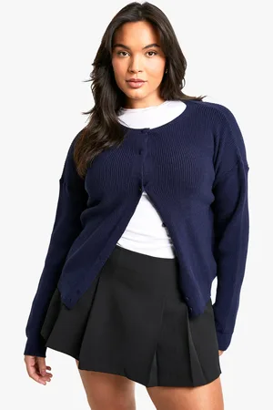 Boohoo Plus Fine Gauge Crew Neck Cardigan - - 18