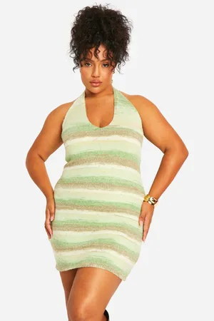 Boohoo Plus Cowl Knitted Buckle Dress - - 16
