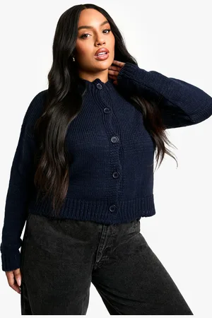 Boohoo Plus Crew Neck Button Front Cardigan - - 16-18