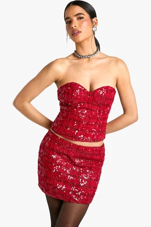 Boohoo Premium Sequin Boucle Corset - - 10