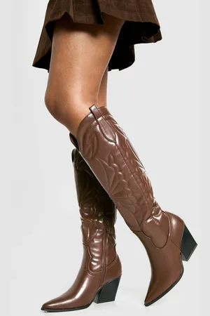 Boohoo Knee High Embroidered Western Boots - - 5