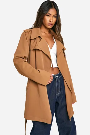 Boohoo Belted Short Trench Coat - - 8