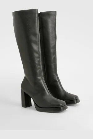 Boohoo Block Heel Platform Knee High Boots - - 9