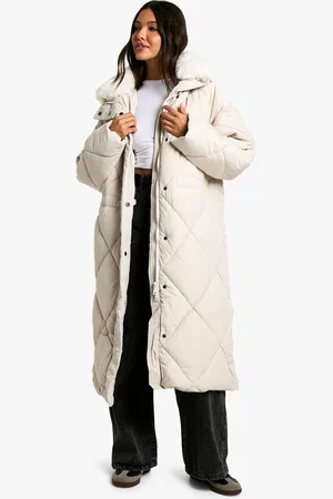 Boohoo Premium Faux Fur Trim Quilted Maxi Parka - - S/M