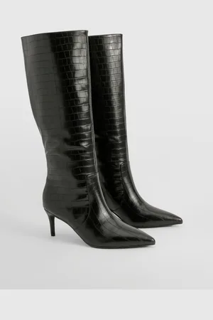 Boohoo Curved Stiletto Knee High Boots - - 6