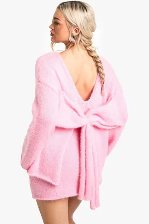 Boohoo Glitter Knitted Bow Back Jumper & Mini Skirt Co-Ord - - S