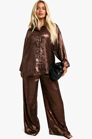 Boohoo Plus Metallic Shirt & Trouser Co Ord - - 18