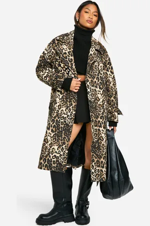 Boohoo Leopard Print Trench Coat - - 8