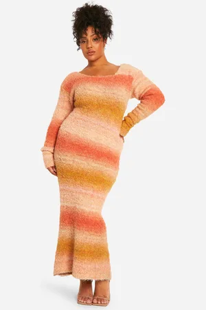 Boohoo Plus Ombre Fluffy Knit Midaxi Dress - - 16