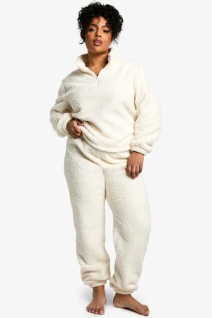 Boohoo Plus Boucle Fleece Zip Sweat And Track Pants Set - - 16