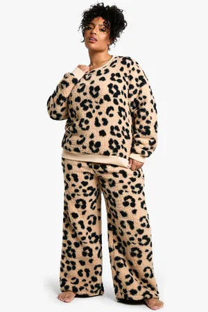 Boohoo Plus Leopard Jumper And Wide Leg Lounge Set - - 18