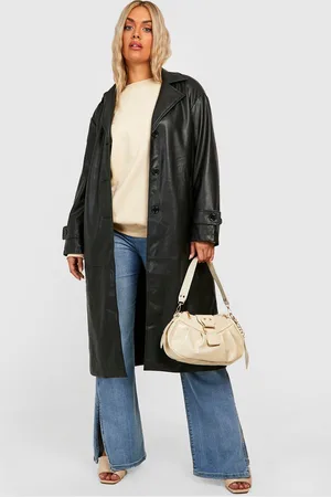 Boohoo Plus Faux Pu Trench Coat - - 26