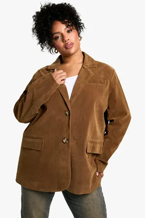 Boohoo Plus Suede Single Breasted Oversized Blazer - - 28