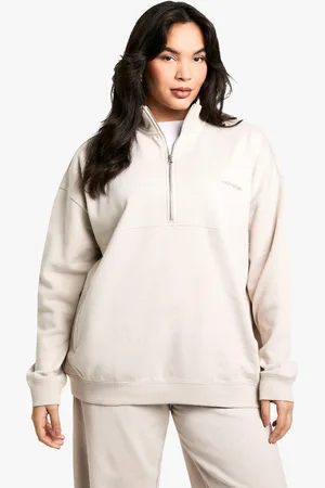 Boohoo Dsgn Studio Embroidered Half Zip Oversized Sweatshirt - - 18