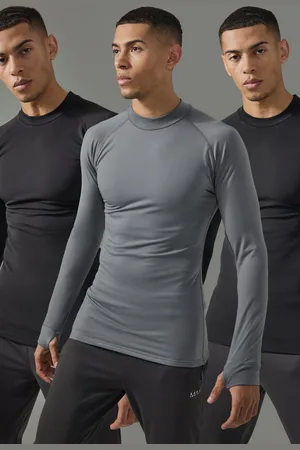 Boohoo Man Active 3 Pack Long Sleeved High Neck Base Layer - - S