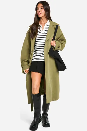 Boohoo Collar Detail Belted Trench Coat - - 8