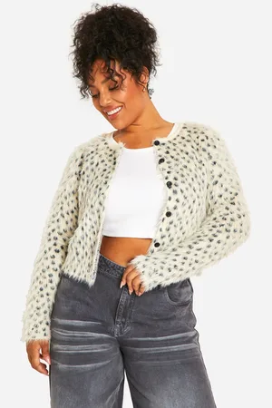 Boohoo Plus Leopard Brushed Cardigan - - 18