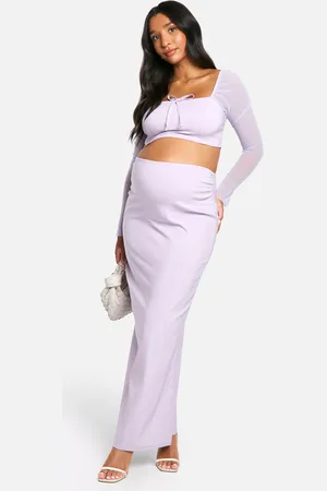 Boohoo Maternity Bengaline Tie Front Blouse And Maxi Skirt Co-Ord - - 8