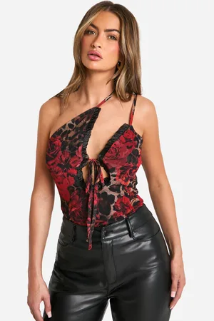 Boohoo Leopard Print Mesh Cut Out Asymmetric Cami - - 10