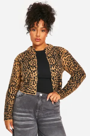 Boohoo Plus Leopard Brushed Cardigan - - 28
