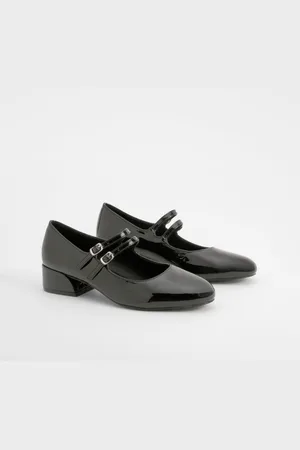 Boohoo Wide Fit Patent Double Strap Mary Jane Ballets - - 10