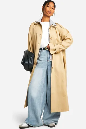 Boohoo Stripe Shirt Detail Trench Coat - - 8