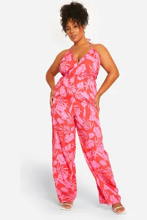 Boohoo Plus Printed Strappy Jumpsuit - - 16