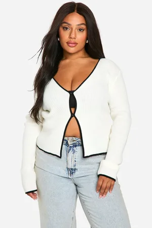 Boohoo Plus Contrast Trim Button Front Cardigan - - 26