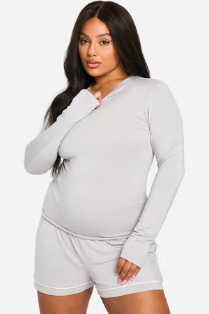 Boohoo Plus Long Sleeve Modal Lounge Tshirt - - 16