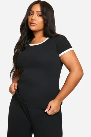 Boohoo Plus Short Sleeve Ringer Lounge Tshirt - - 16