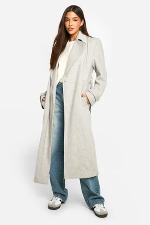Boohoo Textured Wool Look Trench Coat - - 8