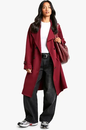 Boohoo Petite Button Detail Belted Trench Coat - - 6