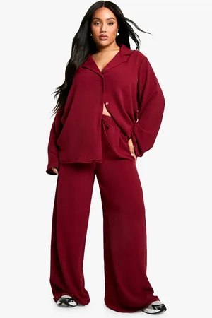Boohoo Plus Woven Oversized Shirt & Drawstring Trouser Co Ord - - 28