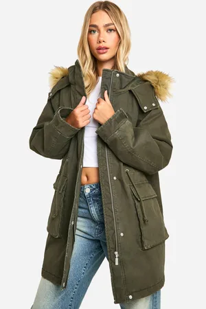 Boohoo Hooded Pocket Detail Parka - - 14