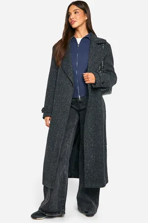 Boohoo Textured Wool Look Trench Coat - - 8