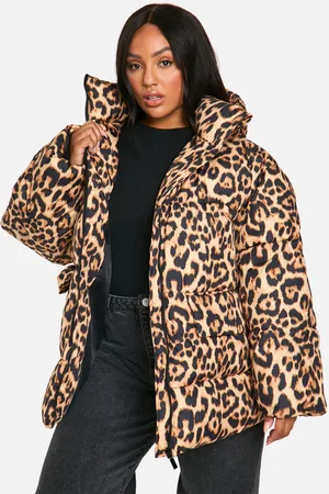 Boohoo Plus Leopard Print Oversized Puffer Jacket - - 22