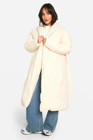 Boohoo Plus Belted Duvet Puffer Coat - - 16