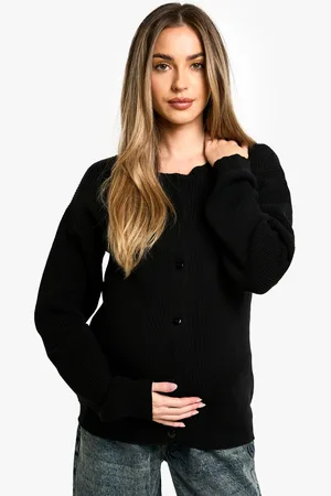 Boohoo Maternity Fine Knit Crew Neck Cardigan - - 8