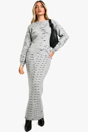 Boohoo Soft Knit Marl Knitted Maxi Dress - - S